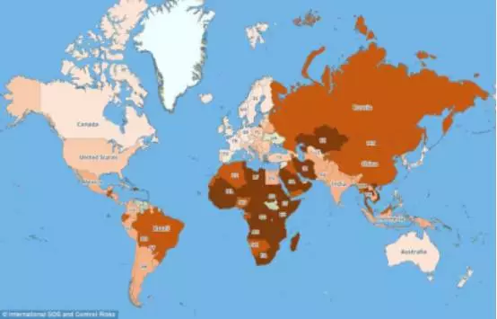 全球最危险旅游国家地图发布!出国旅游你最好避开这些