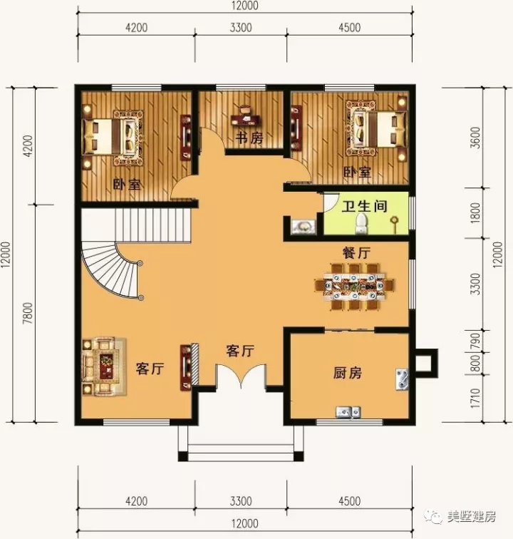 建筑层数:3层 基本介绍:这是一套长宽一致的别墅,平面图看呈正方形