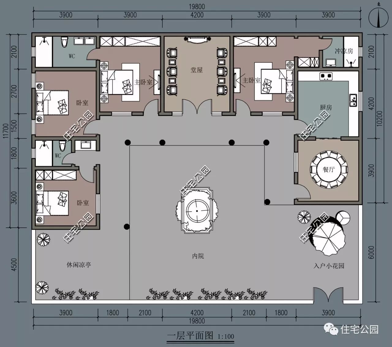 质朴经典的居住方式,12x20米有堂屋的三合院(全图 视频展示)