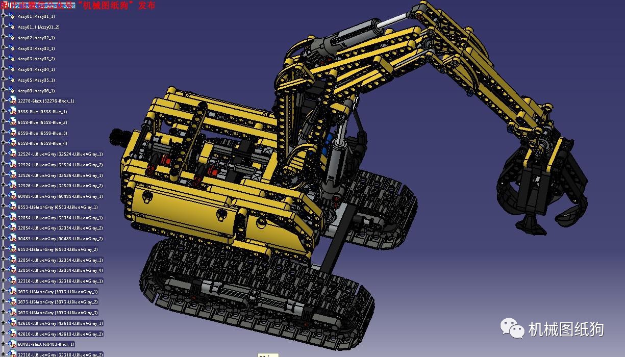 【工程机械】42006拼装挖掘机模型图纸 s格式