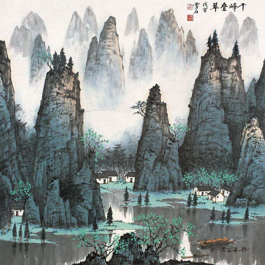 桂林山水甲天下,白雪石山水画甲桂林
