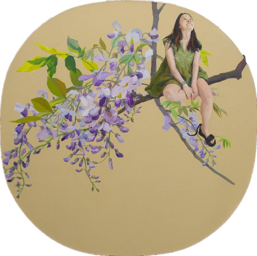 夏福玲《藤萝》 100x100cm 布面油画 2014中央美术学院