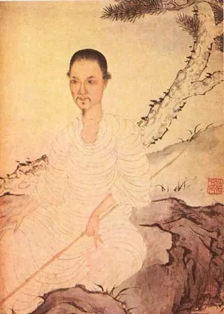 罗聘《临石涛自画像:这个就是咱们扬州画派里面金农的学生,叫罗聘.