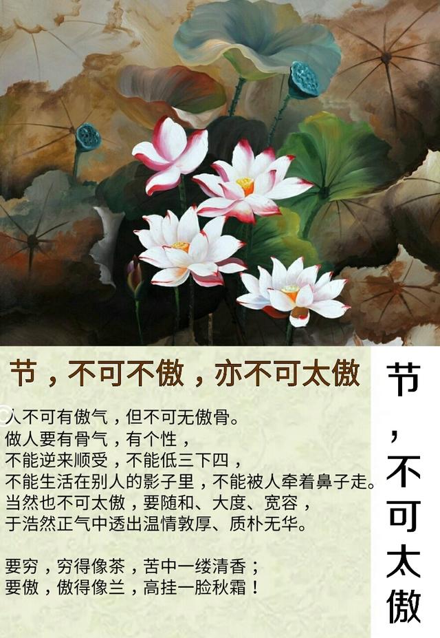 做人不可无傲骨,不能逆来顺受,不能低三下四.