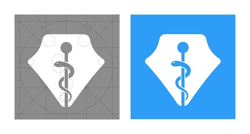 蛇杖代表医学,寓意着app的目标用户是医生和医学生,也表达一定的权威