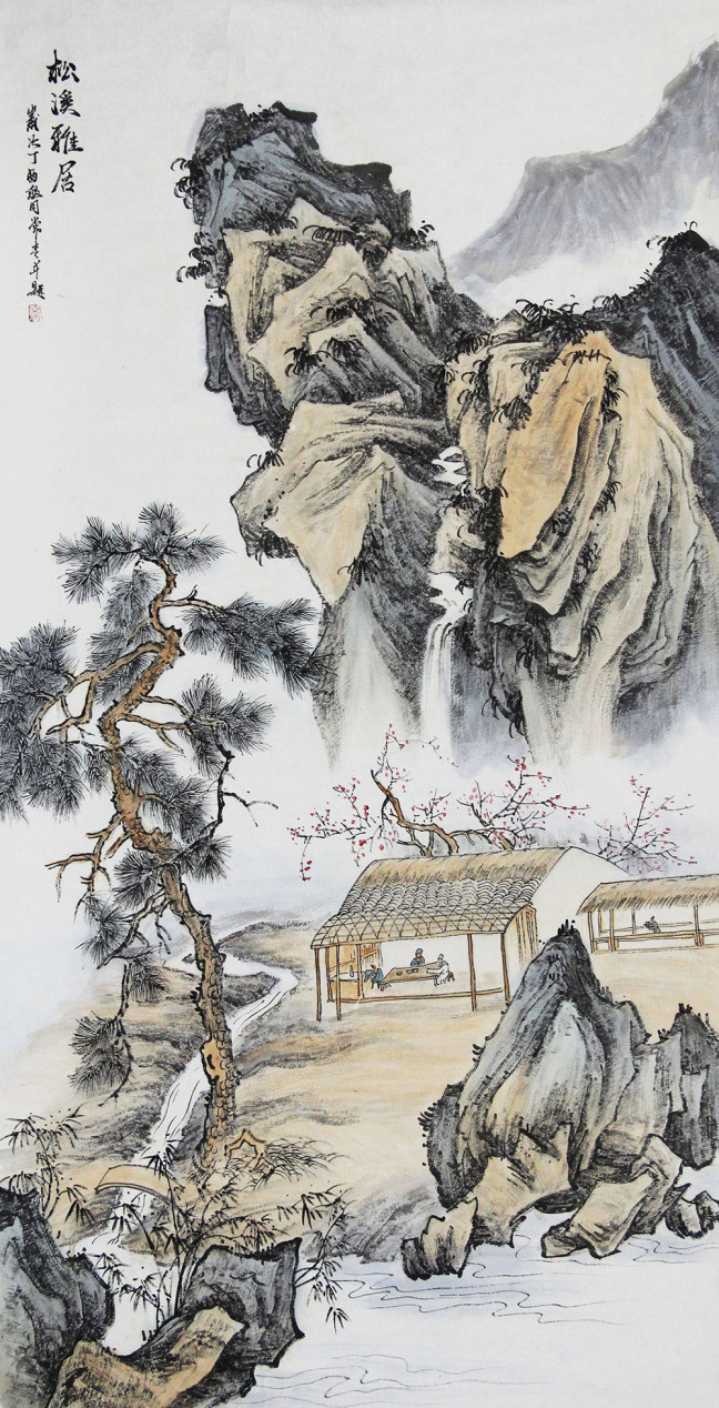 钟美景国画山水作品赏析:古意悠然桃源春