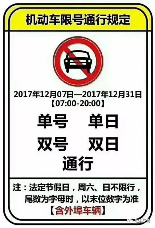 【权威发布】关于杞县部分区域实行机动车单双号限行通告