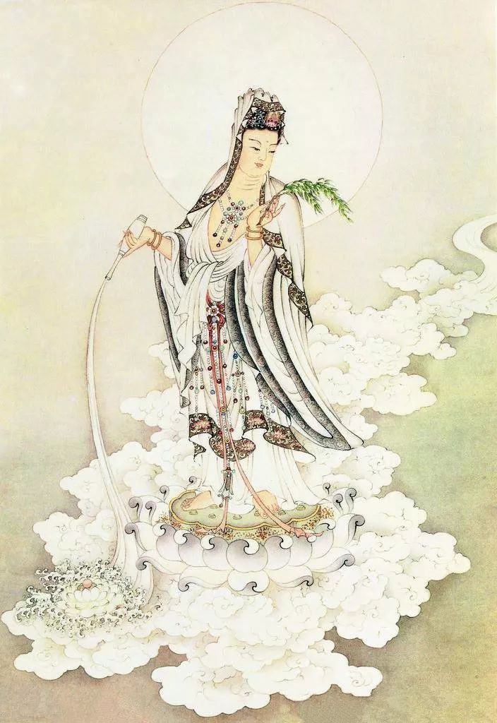 观世音菩萨为四大菩萨中,慈悲增上的法身大士,佛教艺术中,也多与莲花