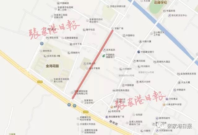 金港镇后塍街道人民南路塍中路口至塍南路口路段全线.