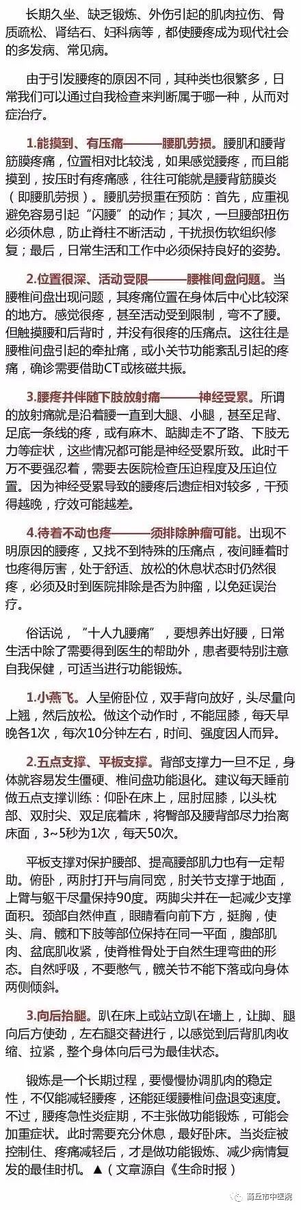 健康 腰痛要对症 4种腰疼自我判断法