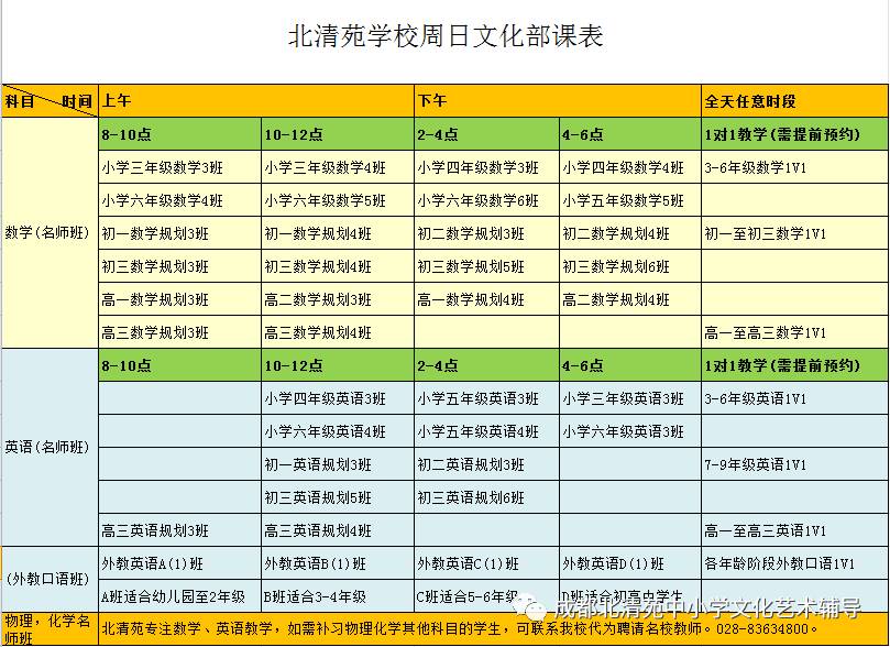 北清苑教育最新课程出炉啦.