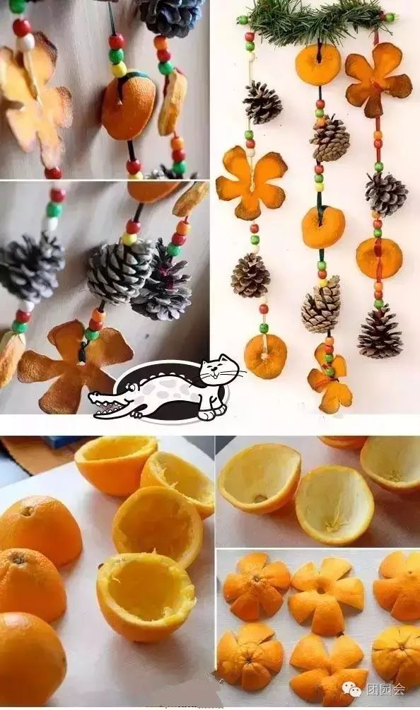 幼儿园老师把吃完的橘子皮,做了这么有创意的手工!