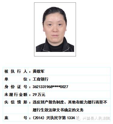 兴国县人民法院关于对二0一六年第一期曝光失信被执行人名单予以更新的公告 综合 第17张