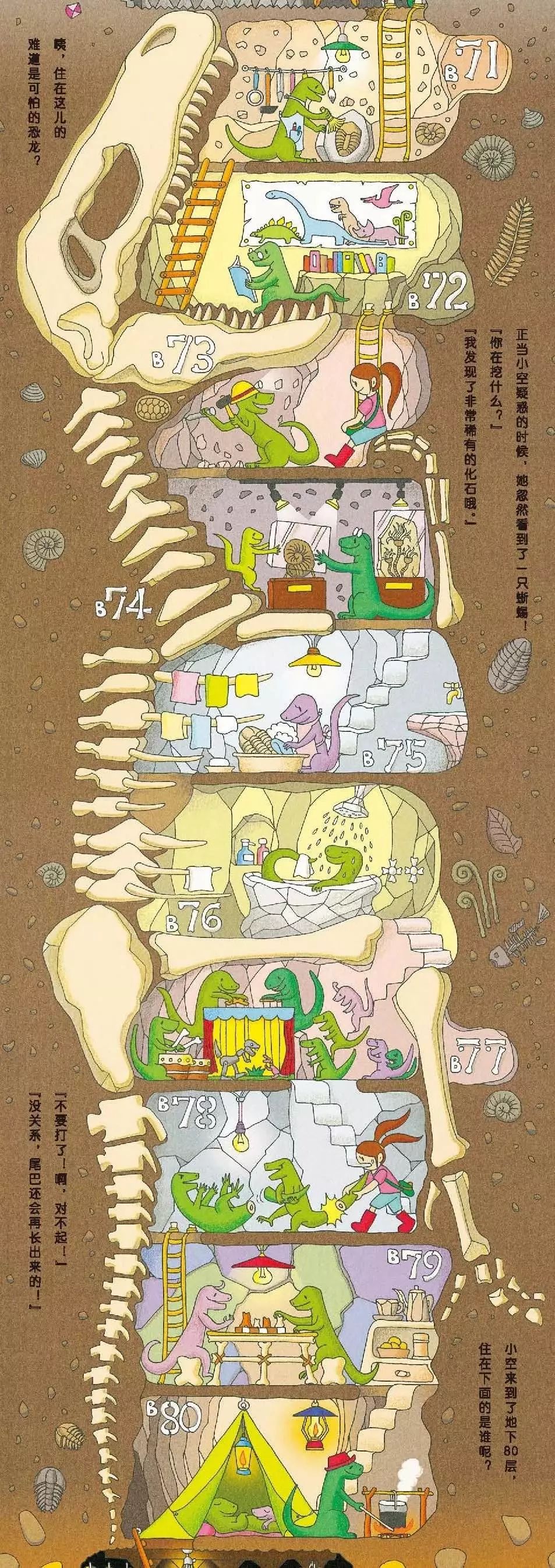 房子外面的景色变化代表了不同的地质,让孩子不但能认识地下动物,还能