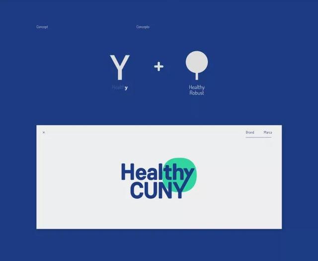 healthy cuny 品牌logo在深色背景上的应用展示