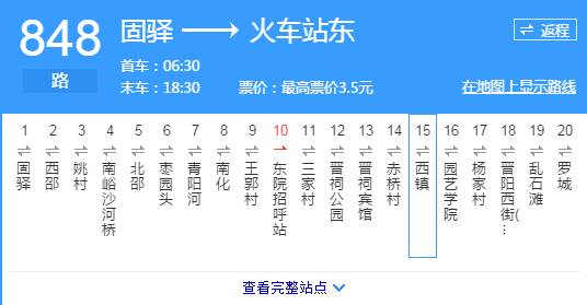 跨度最长的线路:848路