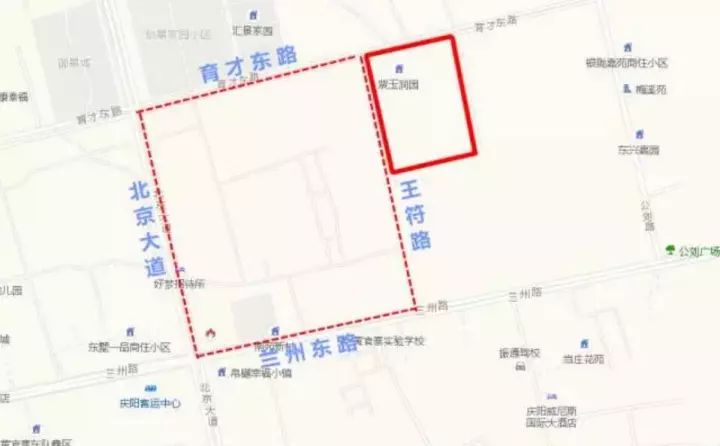 规划用地调整的告知》,庆阳市医院整体搬迁的选址位于 育才东