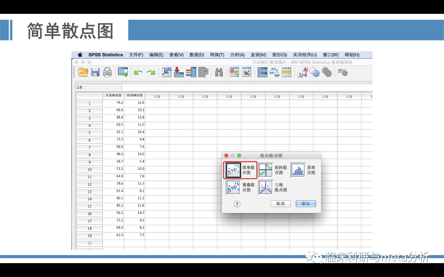 简单散点图——spss实操