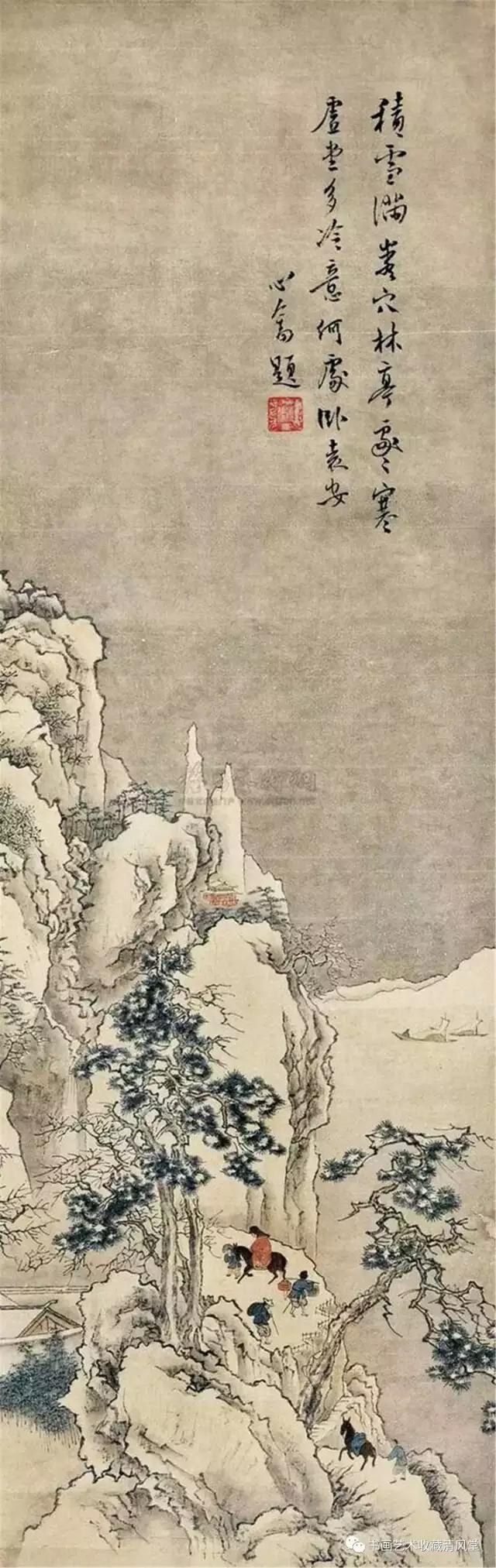 国画溥儒雪景山水画欣赏