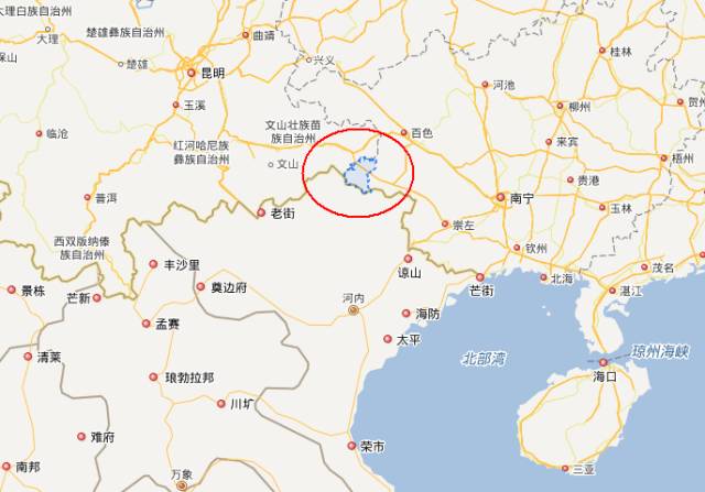 那坡县地理位置(百度地图)