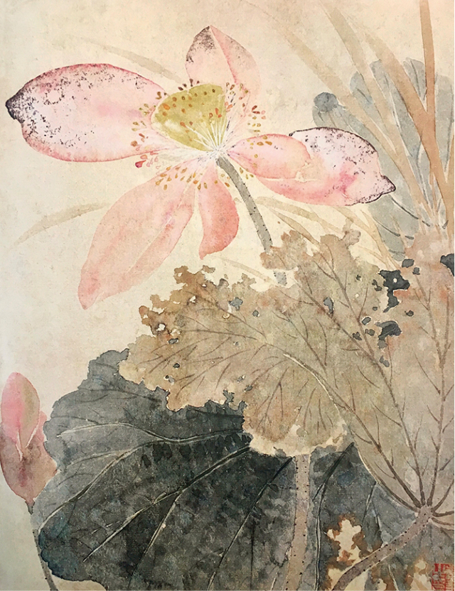 故宫博物院所藏 恽寿平康熙二十七年(1689)所作  《花鸟册》之《荷花