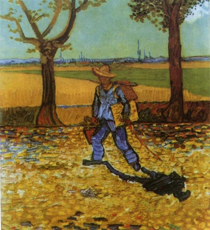 梵高油画《去往塔拉斯孔的画家》(1888)