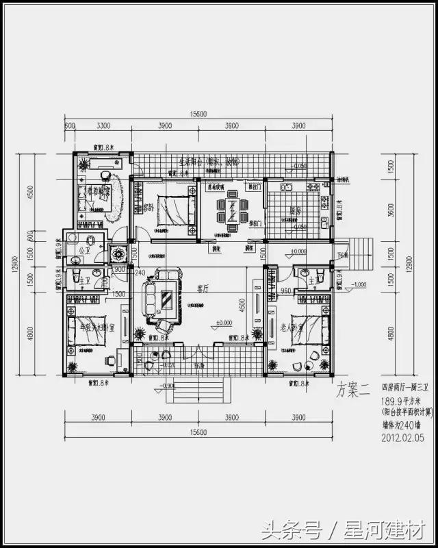 农村一层四室二厅设计图