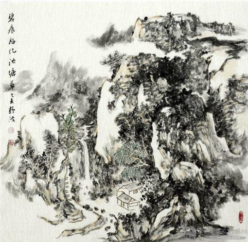 品张金富画作:炎热中感受清风,喧闹中尝得宁静;深受藏