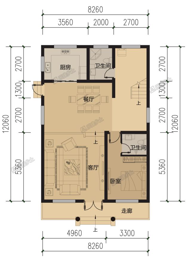 8x12米三层欧式别墅入口设计经典大气