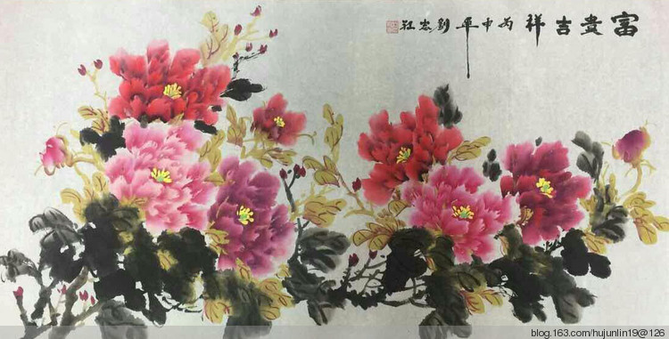 著名牡丹画家刘志红国画作品欣赏