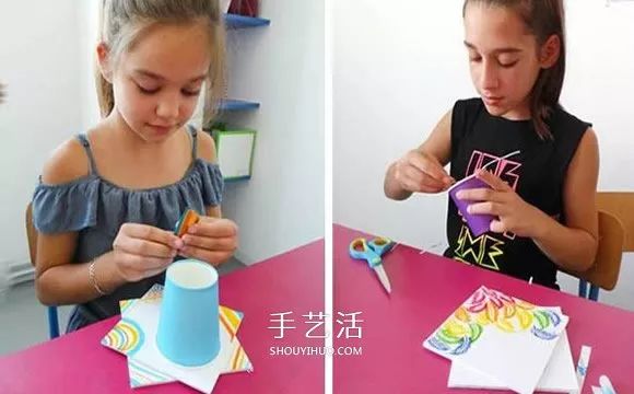 纸杯笔筒制作方法图片 幼儿手工制作卡通笔筒