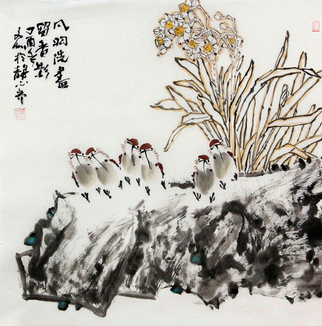 2014年3月作品《静谧》入选全国八大山人花鸟画展.