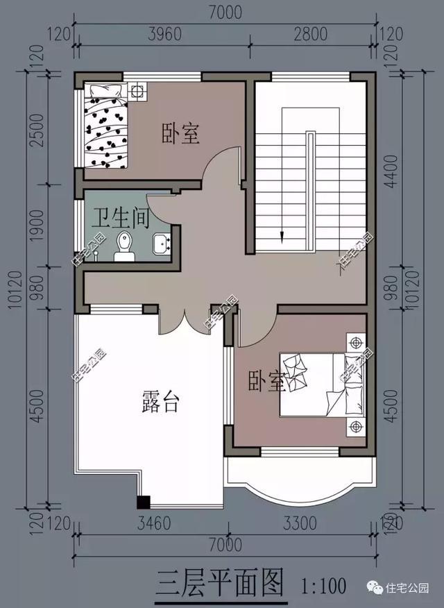 7x10米农村别墅,5室3厅,经济实用!