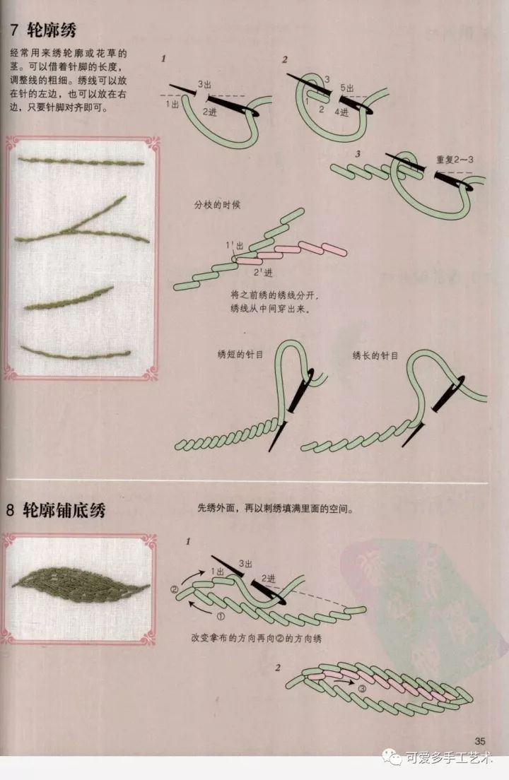 如果是新手想试着绣 学会基础的针法是必须的 100种刺绣的针法教程