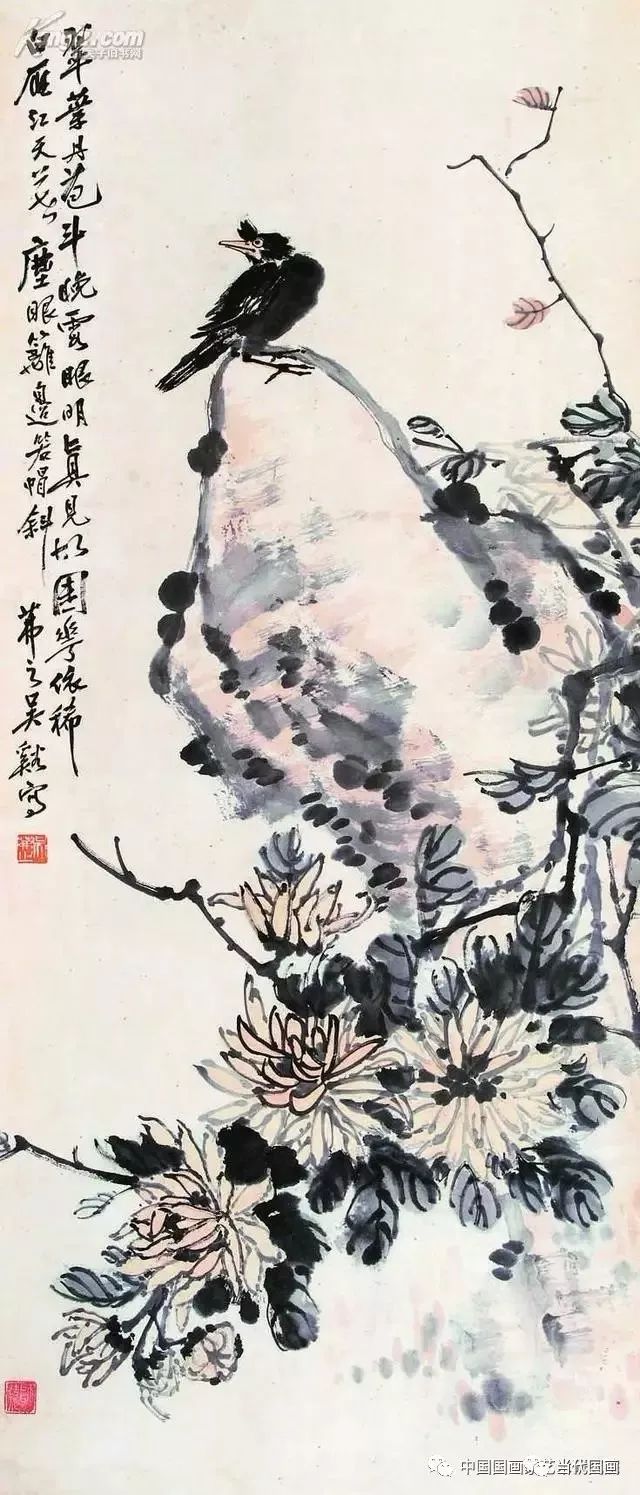 吴茀之花鸟画,功力深厚