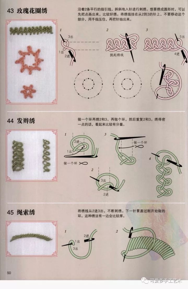 种 如果是新手想试着绣 学会基础的针法是必须的 100种刺绣的针法教程