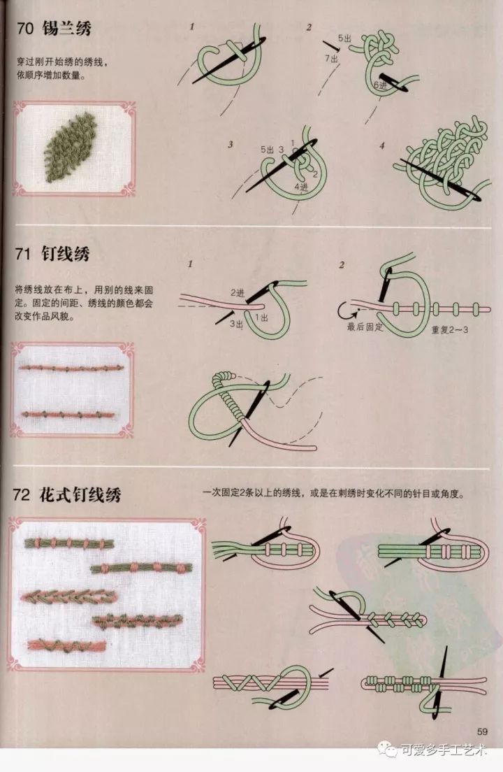 新手初玩刺绣100招,最全的刺绣针法,收藏起来慢慢学!