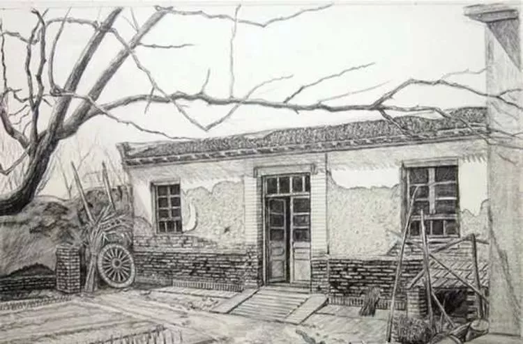 " 铅笔画是一位67岁的老济南,他把农村的原始风貌体现的淋漓尽致,精彩