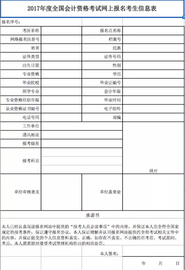 5"2017年度全国会计专业技术资格考试网上报名考生信息