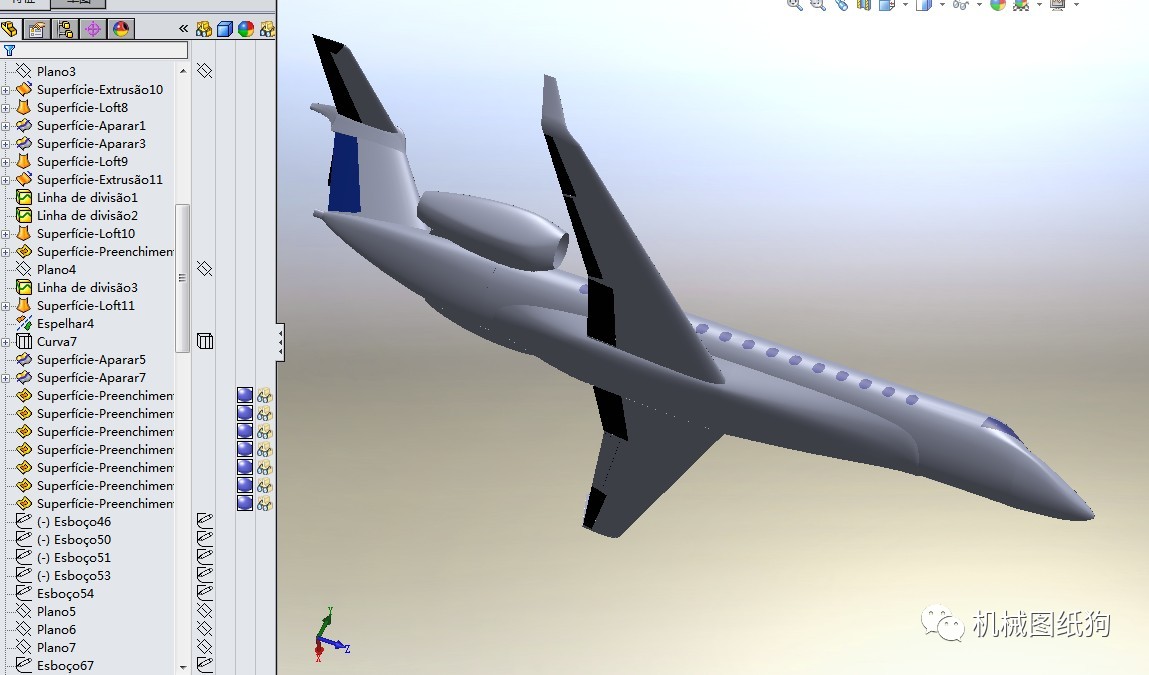 【飞行模型】embraer legacy 600飞机3d图纸 solidworks2014设计 客机