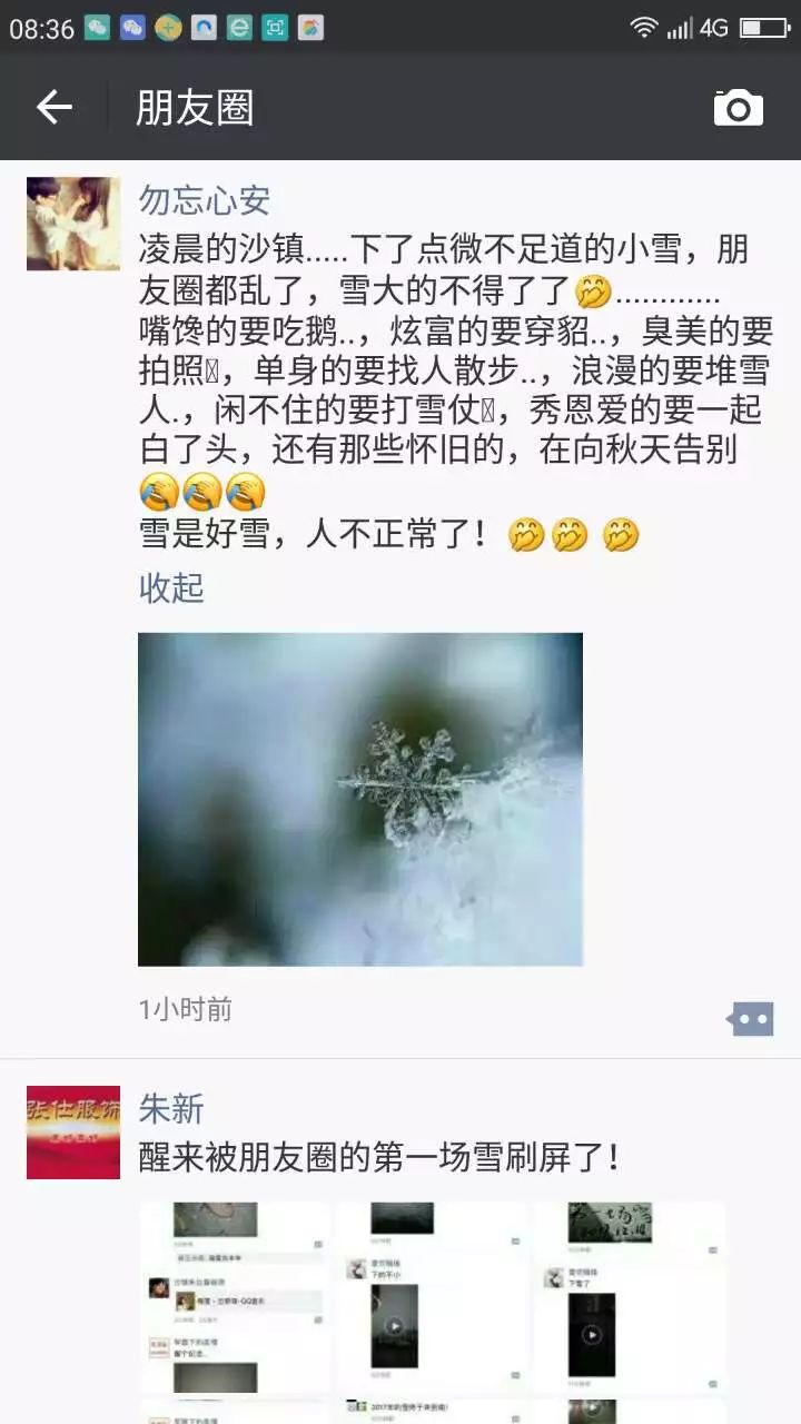 沙镇今冬第一场美雪,在朋友圈里的各种下法,看完后,不