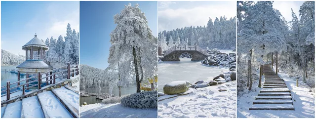 2017年冬天宜春明月山下的第一场雪,吸引全国游客!