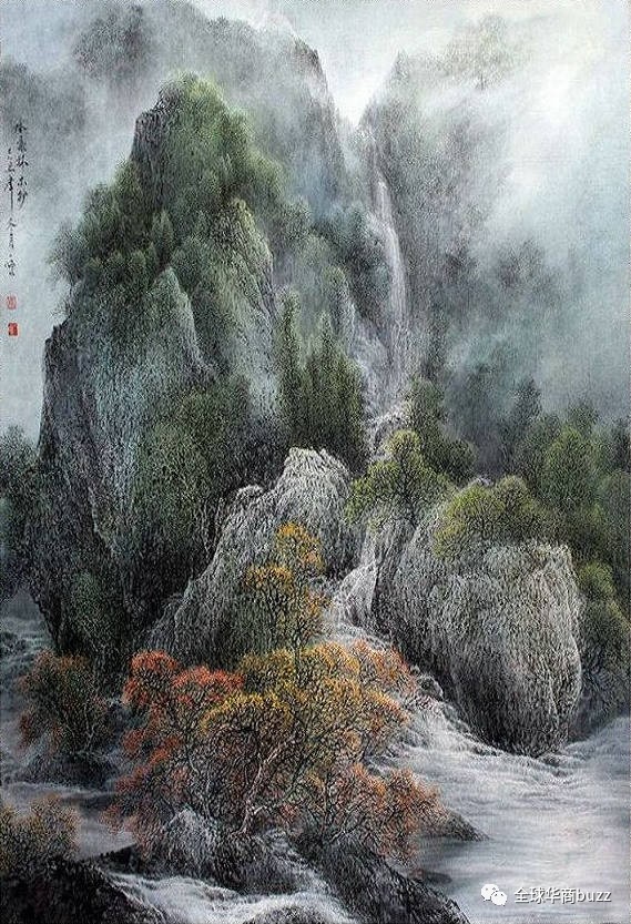 秦卜子:山川锦绣,重彩山水画