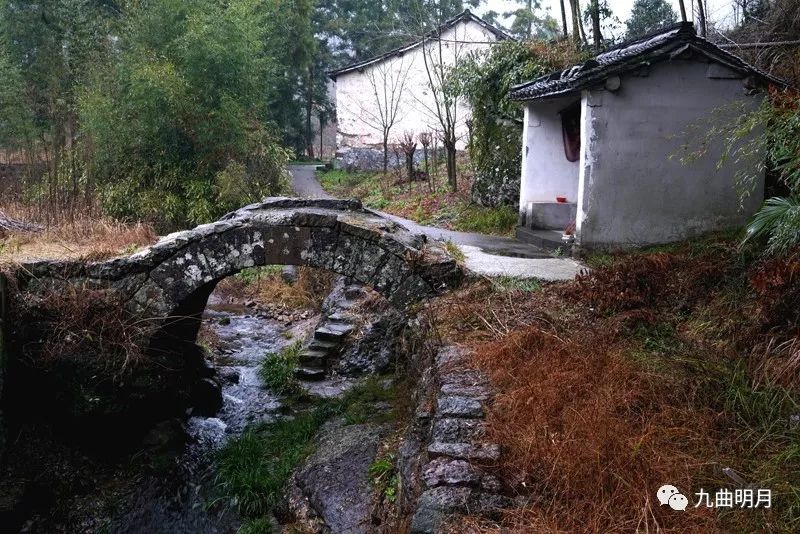 隐在冬日雨雾中的山村兰峰村