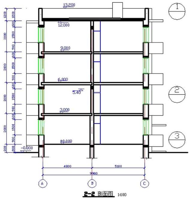 在剖面图中一般不画材料图例符号,被剖切平面剖切到的墙,梁,板等轮廓