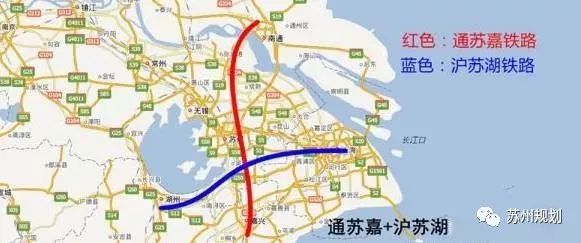 蓝色线路为沪苏湖铁路大致走向图