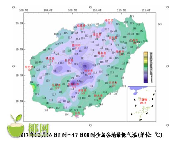 受强冷空气影响, 截至17日08时,五指山,琼中和昌江3个市县共有6个乡镇图片