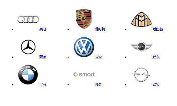 德国系列汽车品牌代表有:奥迪,奔驰,宝马,保时捷,大众