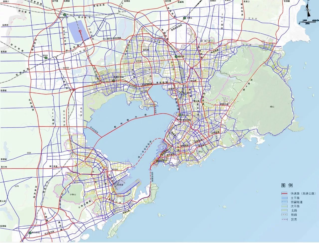 规划范围为青岛市中心城区,面积1408k.