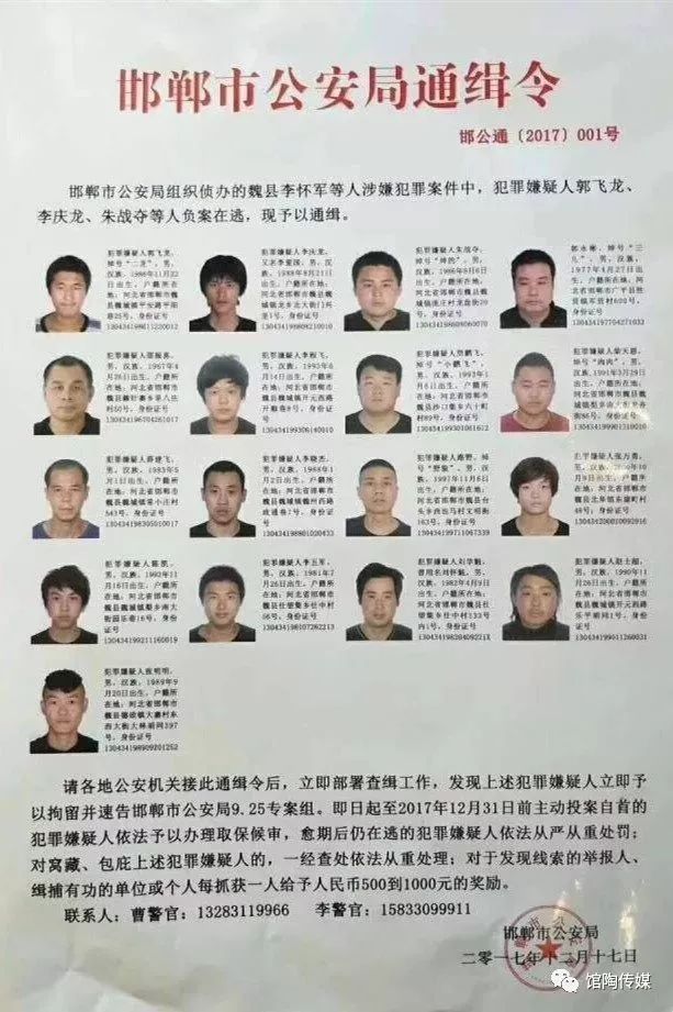 邯郸公安通缉令,通缉魏县16名负案在逃人员